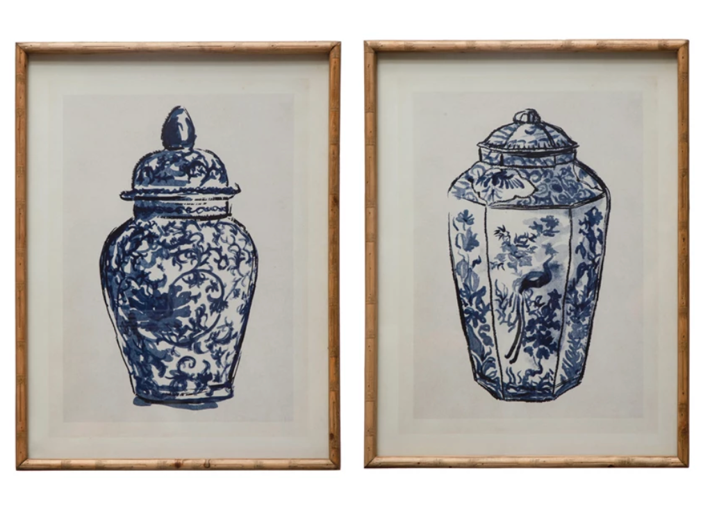 Wood Framed Cachepot Wall Decor