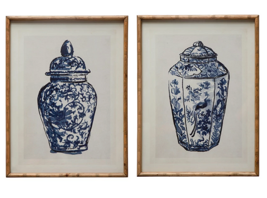 Wood Framed Cachepot Wall Decor