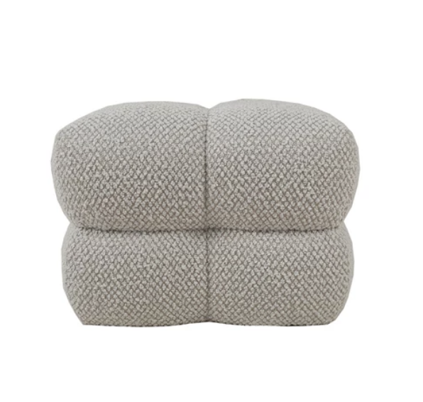 Boucle Fabric Upholstered Tufted Ottoman