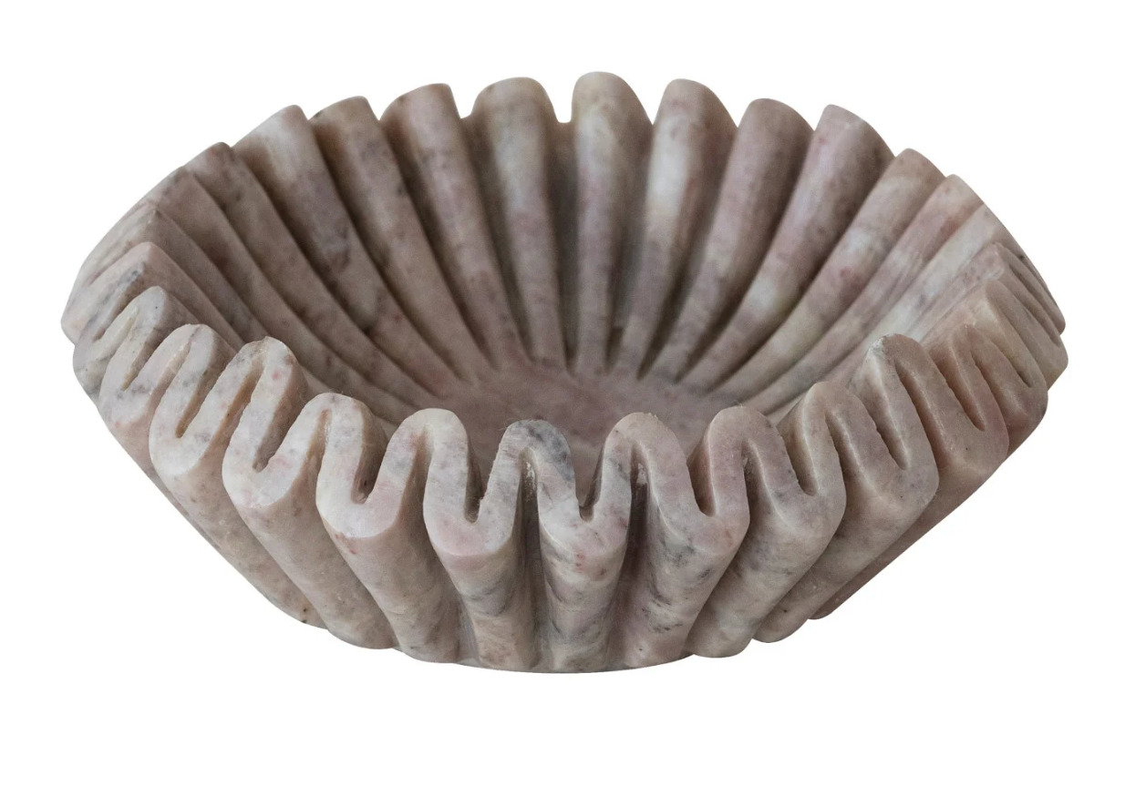 Marble Fluted Dish-Pink