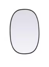 Black Metal Frame Oval Mirror 20x30