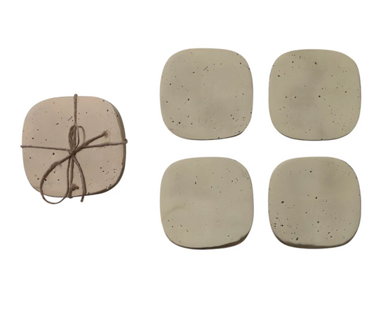 Pocked Aluminum Coasters, Gold Finish, Set of 4