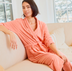 Scalloped Long Lightweight Robe-Tulip