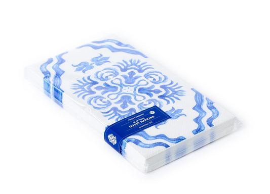 Blue Block Print Paper Guest Napkin