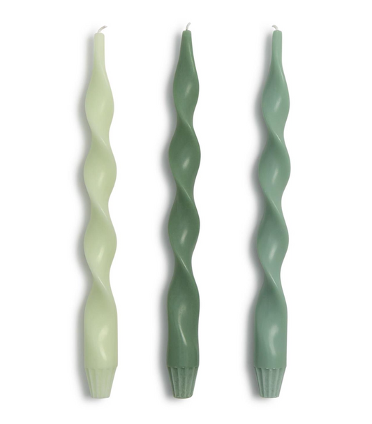 Green Hue 12" Twist Taper Candles