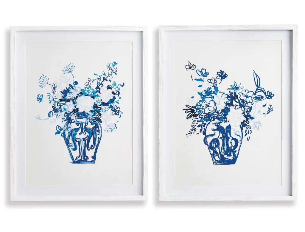 Matched Pair Floral Prints