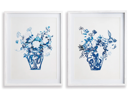 Matched Pair Floral Prints