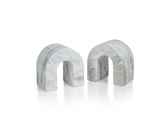 Marquino Marble Bookends - Set of 2 - White