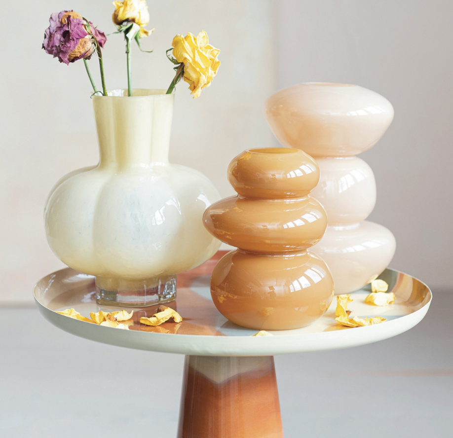 Opaque Camel Glass Vase