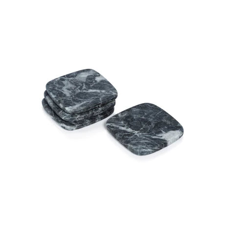 Nero Marquina Matte Marble Set of 4 Coasters