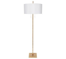 Gold Leaf Sheffler Bamboo Floor Lamp with White Linen Shade