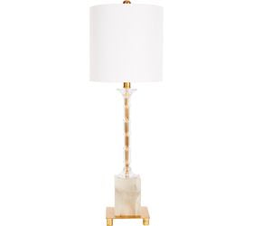 Amelia Alabaster & Acrylic Table Lamp with White Linen Shade