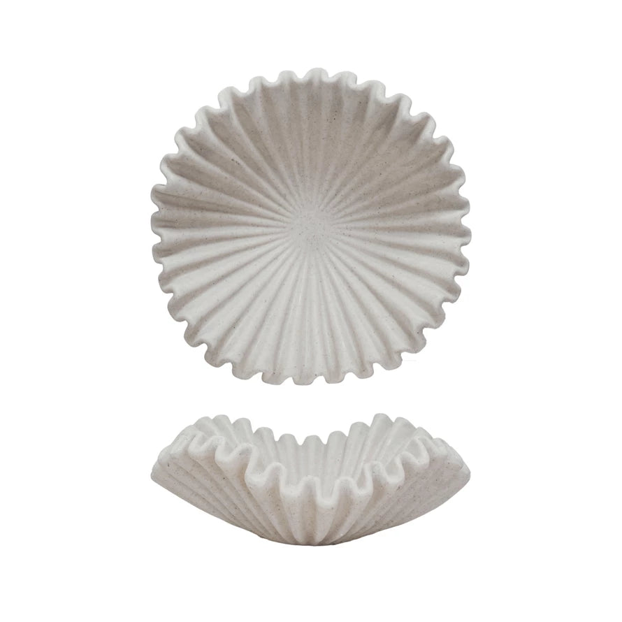 Resin Ruffled Bowl-Cream