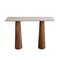 Marble & Acacia Wood Console Table-Buff Color