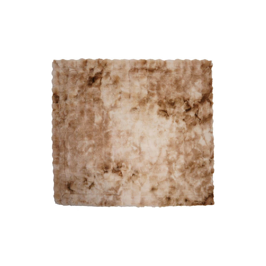 Faux Fur Throw w/ Acid wash effect