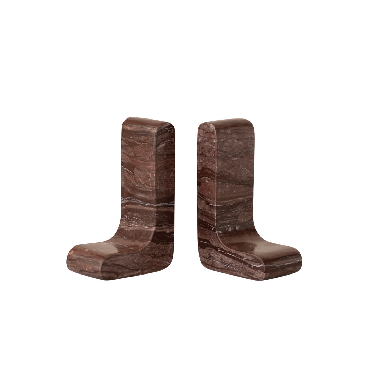 Chocolate Marble L-Shaped Bookends, set of 2