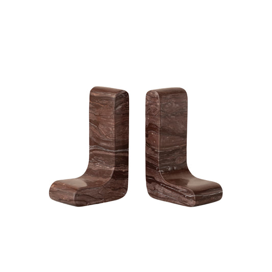 Chocolate Marble L-Shaped Bookends, set of 2