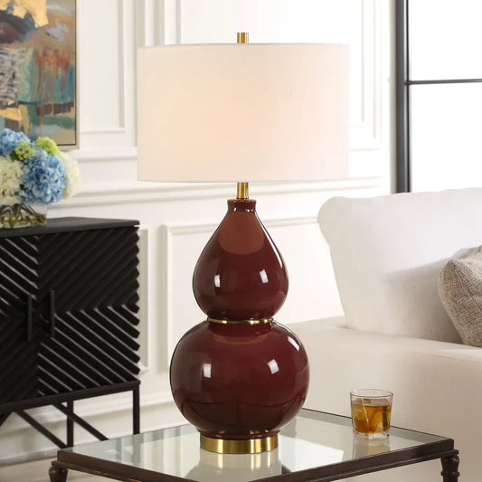 Gourd Table Lamp- Burgundy