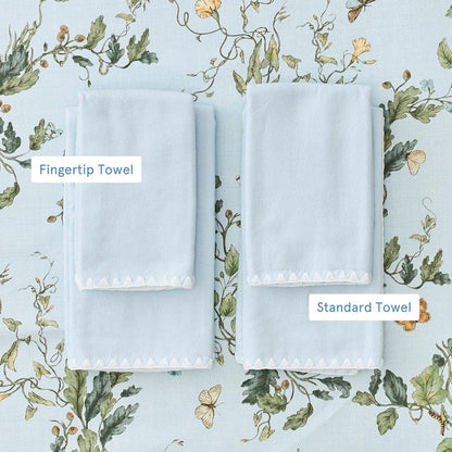 Blue Standard Stitched Edge Powder Bath Towels (Pair)