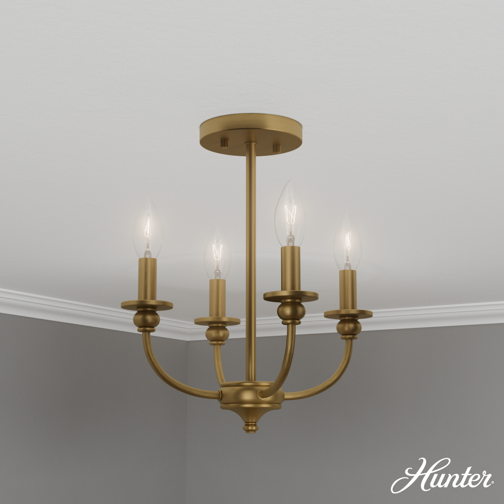 Hunter Southcrest Luxe Gold 4 Light Small Flush Mount Ceiling Light Fixture