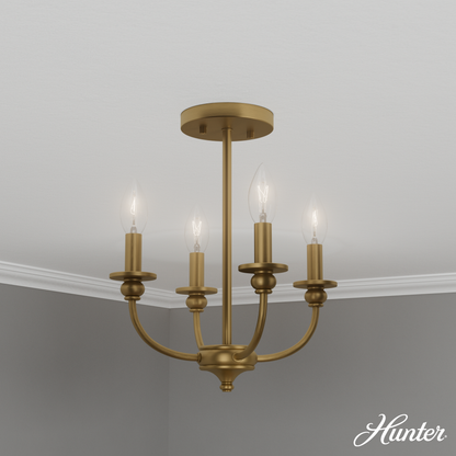 Hunter Southcrest Luxe Gold 4 Light Small Flush Mount Ceiling Light Fixture