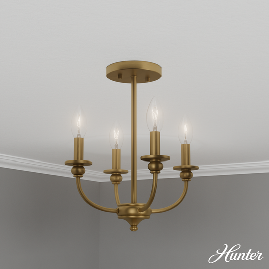 Hunter Southcrest Luxe Gold 4 Light Small Flush Mount Ceiling Light Fixture