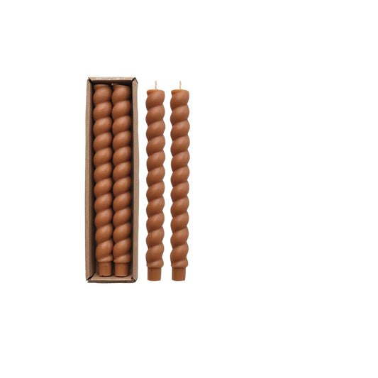 10" Unscented Twisted Taper Candles-Camel