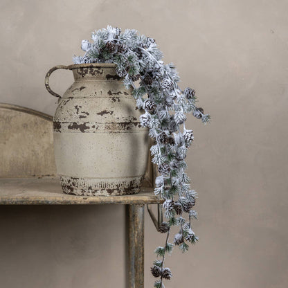 42" DRAPING SNOWY LARCH & PINECONE SPRAY