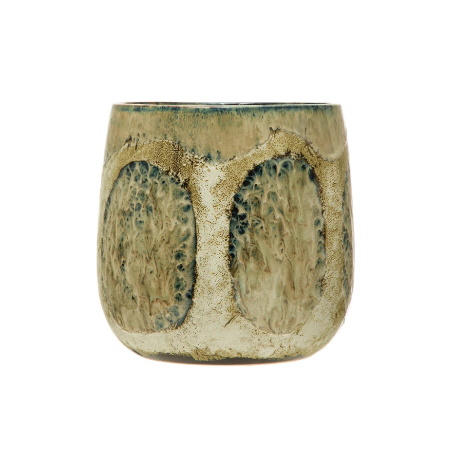 Stoneware Planter-Reactive Glaze, Multi Color