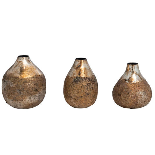 Metal Vases-Burnt Gold Finish