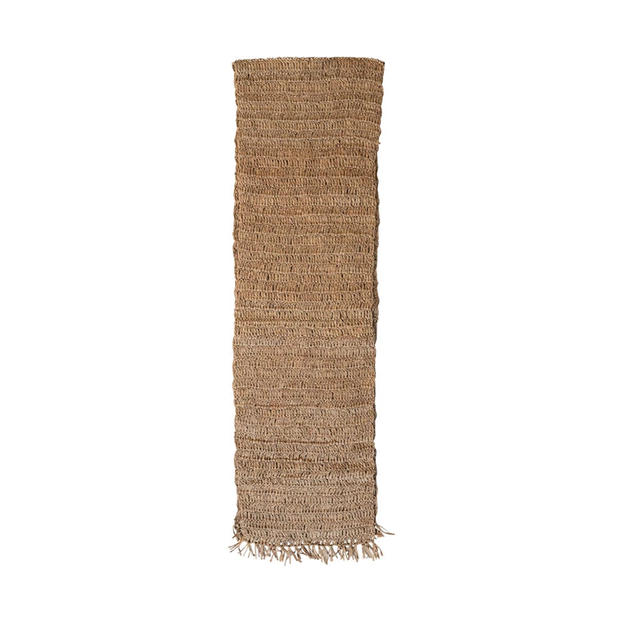 Woven Raffia Table Runner w/Fringe