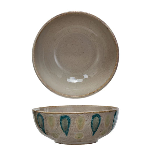 Stoneware Bowl-Green and Blue