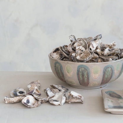 Stoneware Bowl-Green and Blue