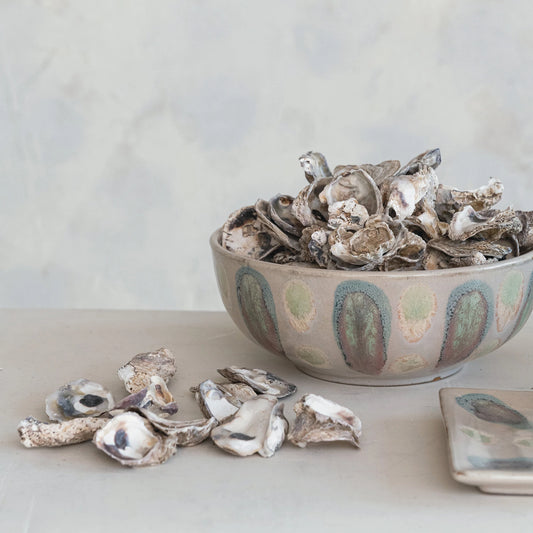 Stoneware Bowl-Green and Blue