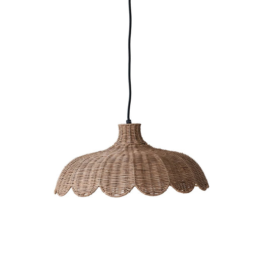 Hand Woven Rattan Scalloped Pendant Lamp