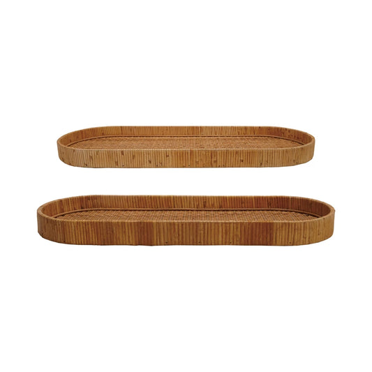 Oval Rattan Tray-Natural