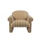 Upholstered Striped Chair & Table Ottoman