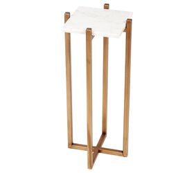 Larsen Gold Accent Table with White Marble Top