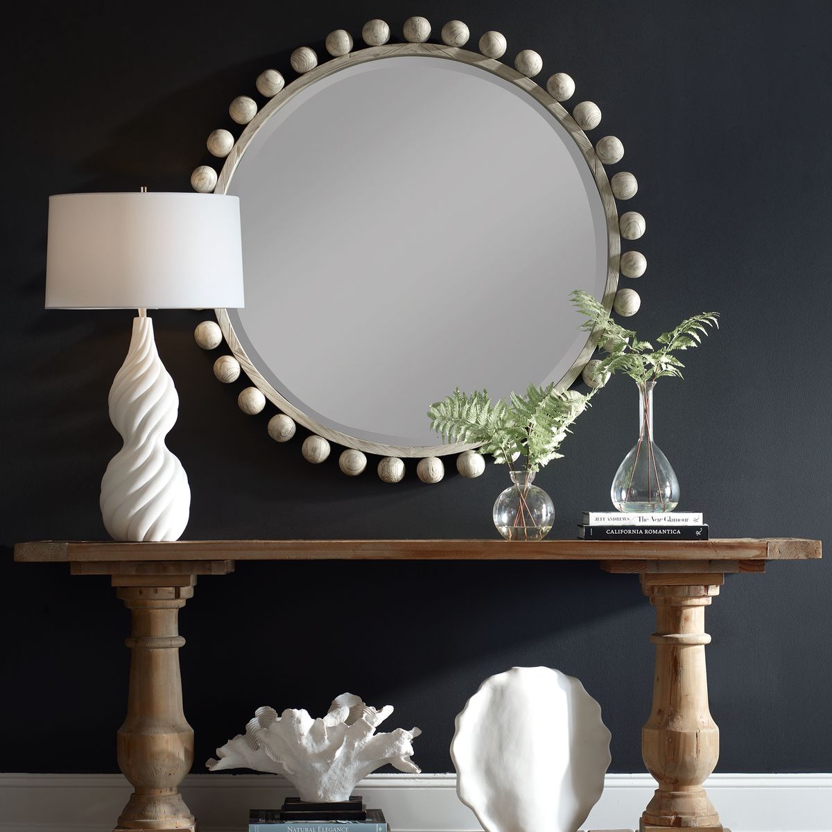 Cyra Wood Round Mirror