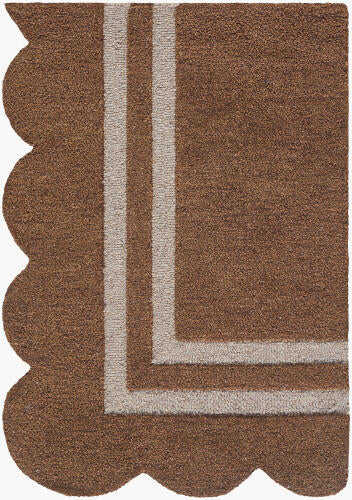 Brown Scalloped Handmade Rug