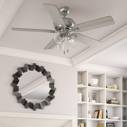 Hunter 52 inch Rosner Brushed Nickel Ceiling Fan with LED Light Kit and Pull Chain
