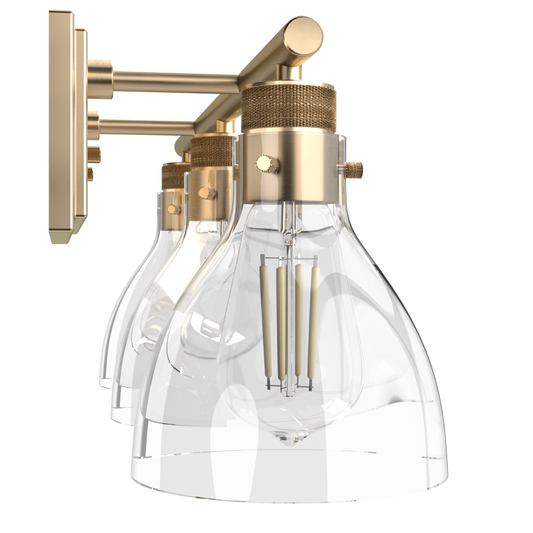 Hunter Van Nuys Alturas Gold with Clear Glass 3 Light Bathroom Vanity Wall Light Fixture