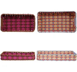 Woven Paper Rope Tray w Handles-Multi Colored