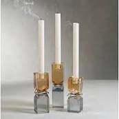 Vienna Artistry 2 tone Crystal Candlestick- Smoke+Gold
