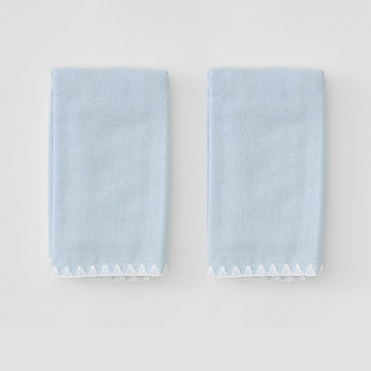 Blue Fingertip Stitched Edge Powder Bath Towels (Pair)