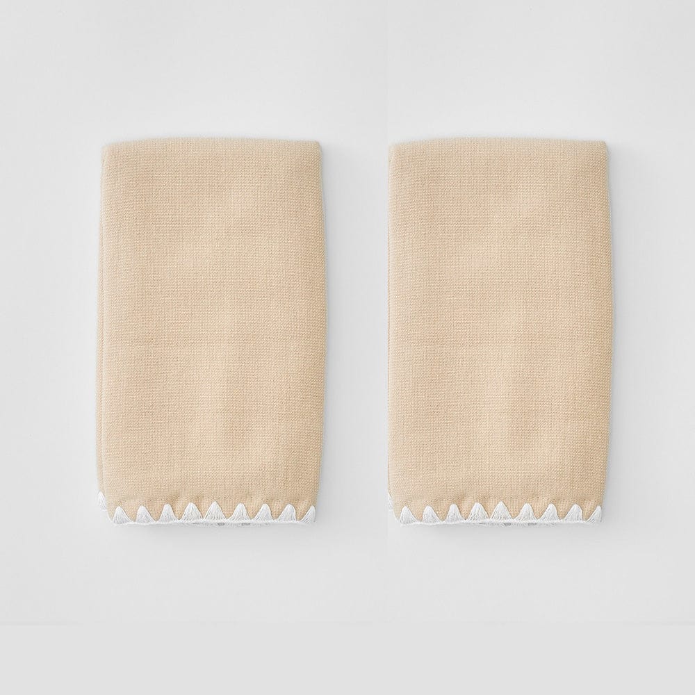 Sand Fingertip Stitched Edge Powder Bath Towels (Pair)