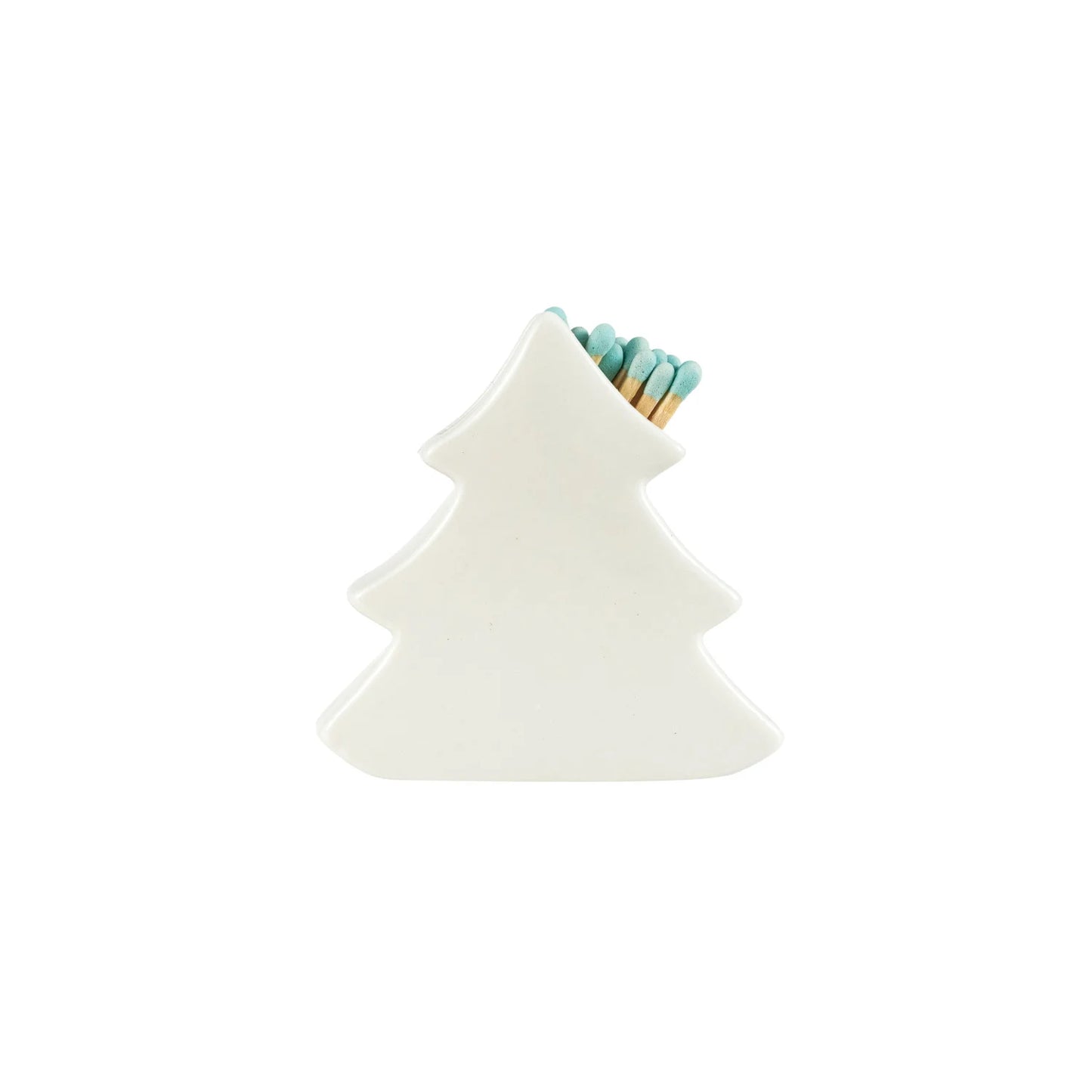 Stoneware Tree Shaped Match Holder with Striker, White