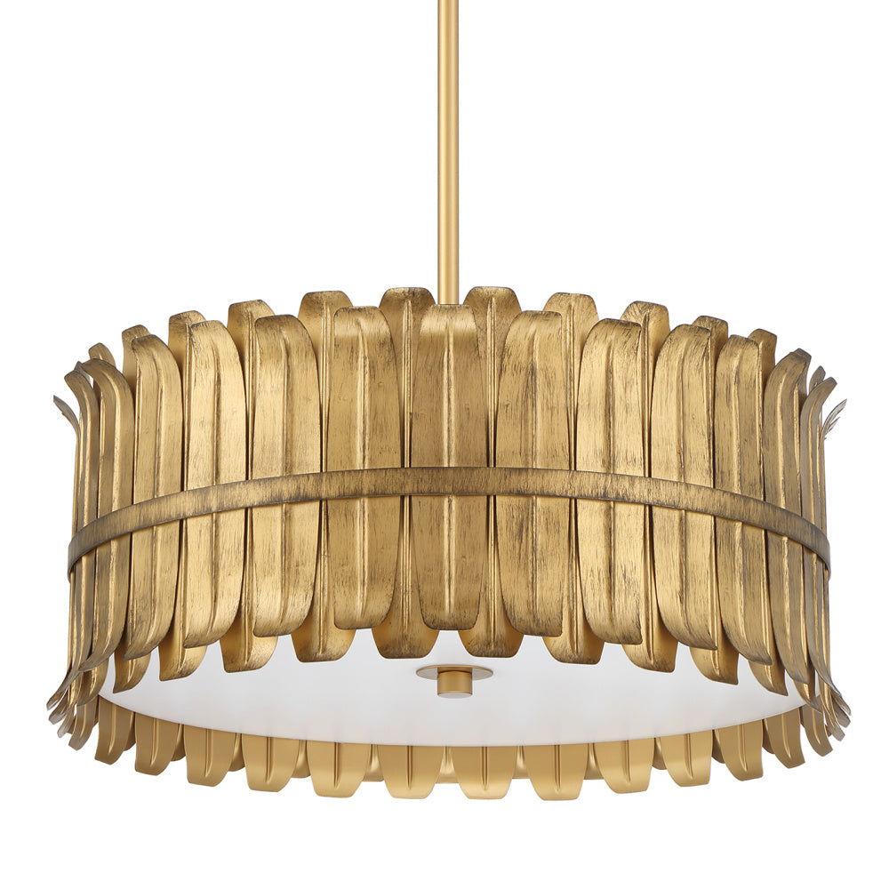 Hunter Valdaz Brushed Luxe Gold with Frosted Glass 3 Light Pendant Ceiling Light Fixture